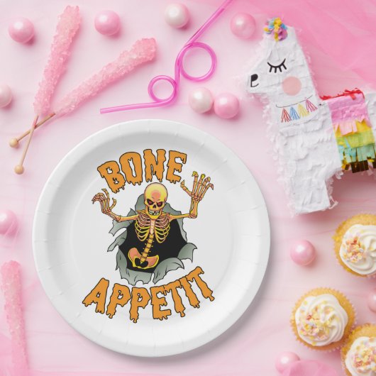 Halloween "Bone Appetit" Papier Borden Papieren Bordje (Feest)
