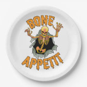 Halloween "Bone Appetit" Papier Borden Papieren Bordje (Voorkant)