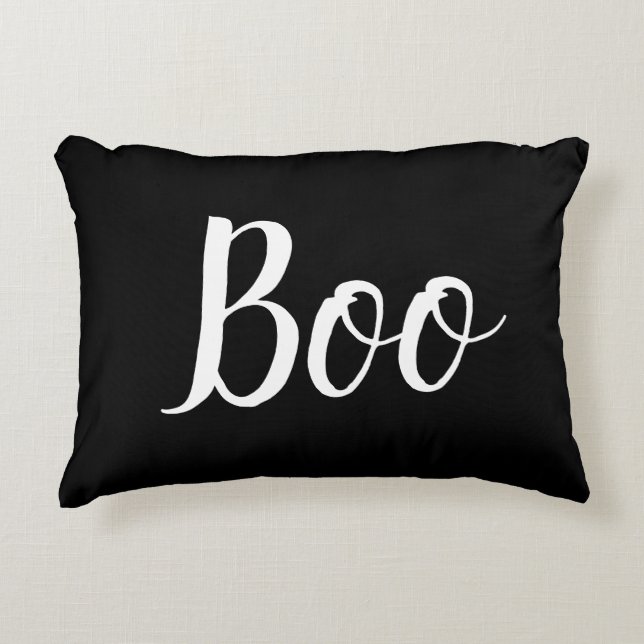 Halloween Boo Black White Accent Pillow Accent Kussen (Voorkant)