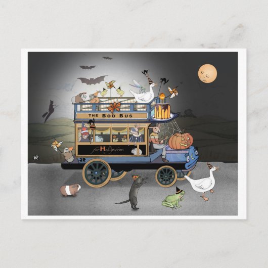 Halloween Boo. Bus Briefkaart (Voorkant)