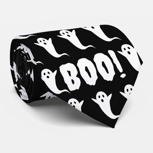 Halloween Boo ! Cravate noir blanc (Roulé)