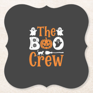 Halloween Boo Crew Spook Pompoen Kat Ontwerp Kartonnen Onderzetters
