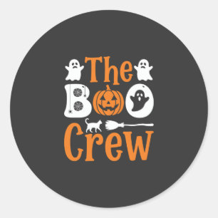 Halloween Boo Crew Spook Pompoen Kat Ontwerp Ronde Sticker