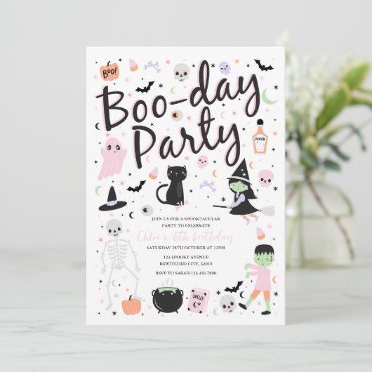Halloween BOO-DAY Party uitnodiging (Staand voorkant)