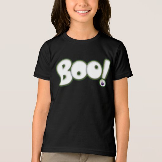 Halloween 'Boo' geest t-shirt met bloedig oog (Voorkant)