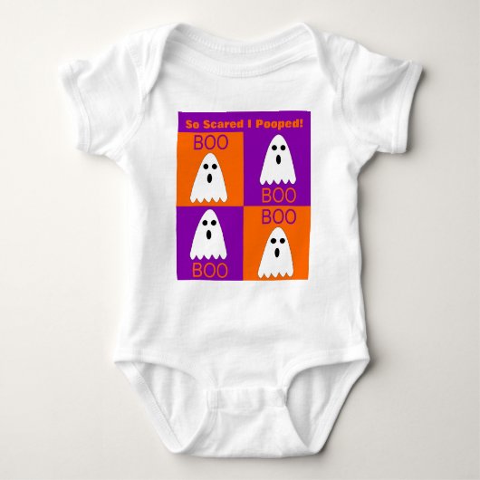 Halloween Boo Ghost Paars en Oranje Squares Romper (Voorkant)