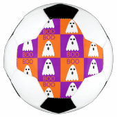 Halloween Boo Ghost Paars en Oranje Squares Voetbal (Voorkant)
