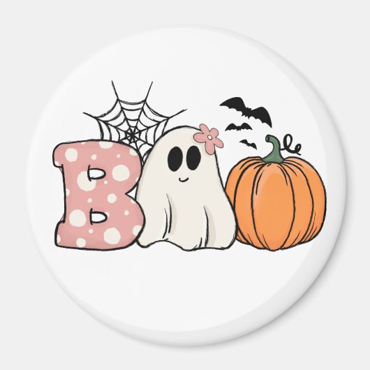 Halloween Boo Ghost Pumpkin Bats Cobweb Magneet (Voorkant)