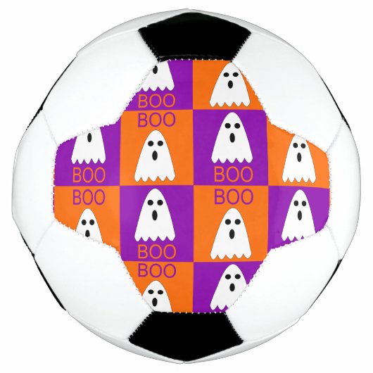 Halloween Boo Ghost Purple et Carrés orange (Devant)