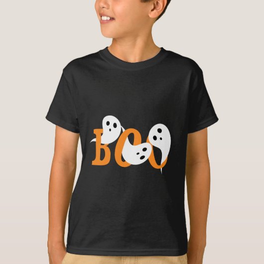 Halloween Boo Ghosts Black T-Shirt (Voorkant)