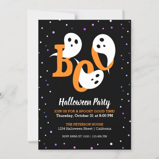 Halloween Boo Ghosts Confetti Invitation Magnet Magnetische Uitnodiging (Voorkant)