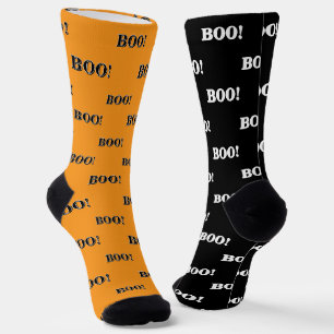 Halloween Boo Oranje en Zwart Sokken