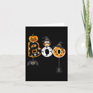 Halloween Boo Owl with Witch Pet Spiders Boys Girl Kaart