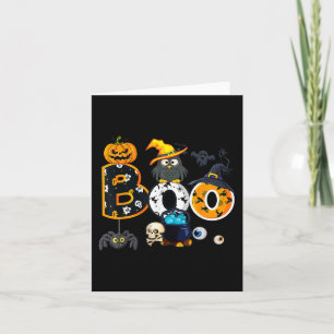 Halloween Boo Owl with Witch Pet Spiders Boys Girl Kaart