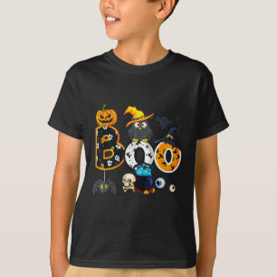 Halloween Boo Owl with Witch Pet Spiders Boys Girl T-shirt