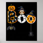 Halloween Boo Owl with Witch Pet Spiders Poster (Voorkant)