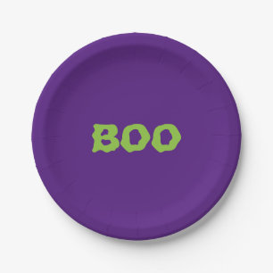 Halloween Boo paarse groene spooky Papieren Bordje