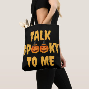Halloween Boo pompoen praat eng tegen me Draagtas