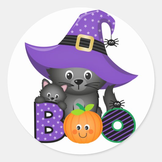 Halloween Boo Ronde Sticker (Voorkant)