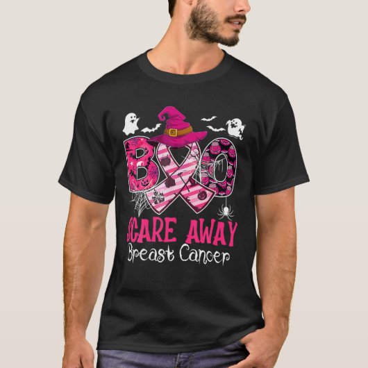 Halloween Boo Scare Away Breast Cancer Awareness P T-shirt (Voorkant)