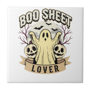 Halloween Boo Sheet Liefhebber Geest Maan Tegeltje
