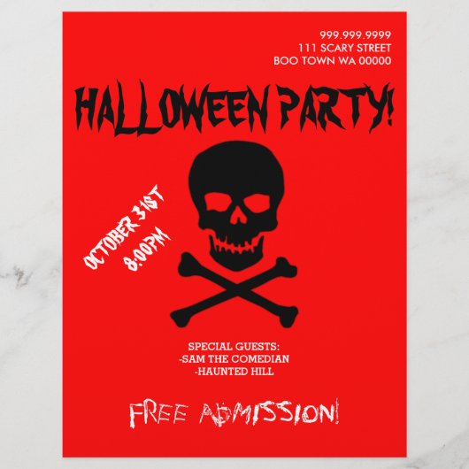 Halloween Boo Skull Party Announcement Flyer (Voorkant)
