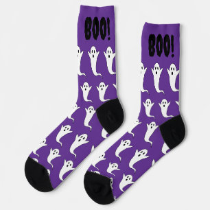 Halloween Boo! Spook Paarse Zwart Wit Sokken