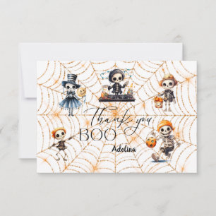 Halloween Boo Spooky Skeletons Kostuum Baby shower Bedankkaart