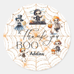 Halloween Boo Spooky Skeletons Kostuum Baby shower Ronde Sticker