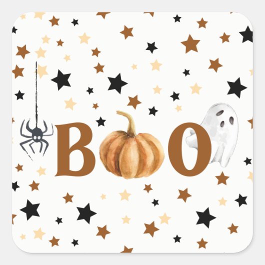 Halloween Boo Square Sticker (Voorkant)