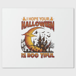 Halloween Boo Tiful Geest Huis Halve Maan Ba Cadeaupapier