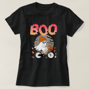 Halloween Boo-tiful Schattigee geest op een fiets T-shirt