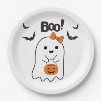 Halloween Boo Winkelen Papieren Bordje