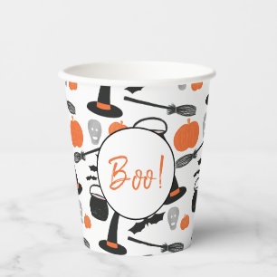 Halloween Boo Witch Pumpkin Bat Broomstick Papieren Bekers