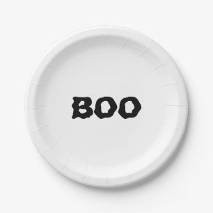 Halloween Boo zwart & wit spooky Papieren Bordje