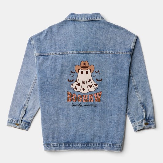 Halloween Boohaw Retro Western Ghost Spooky Denim Jacket (Achterkant)