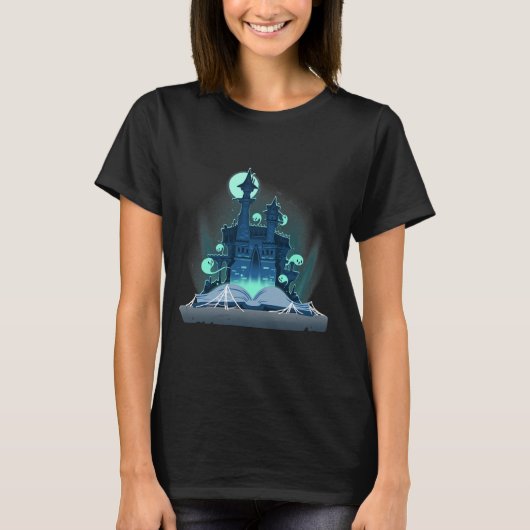 Halloween Book op Haunted Story Book T-shirt (Voorkant)