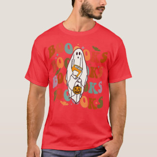 Halloween Books Cute Ghost Boo Reading Books Adu T-shirt