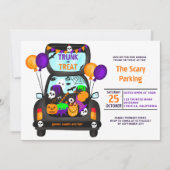 Halloween boomstam of truckautoillustratie kaart (Voorkant)