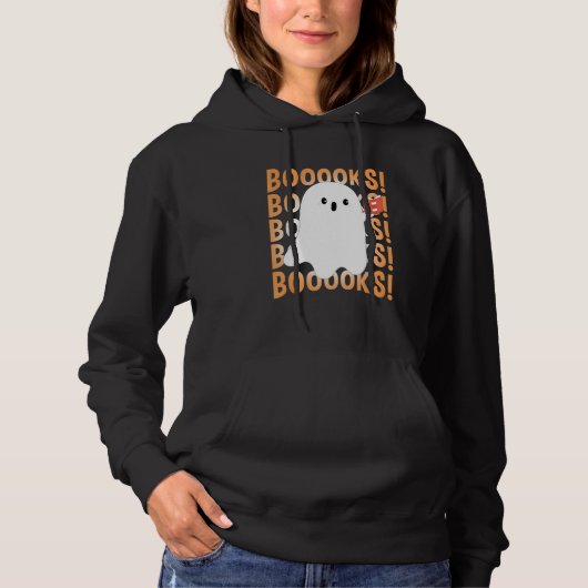 Halloween Booooks Ghost Reading Boo Read Books Lib Hoodie (Voorkant)