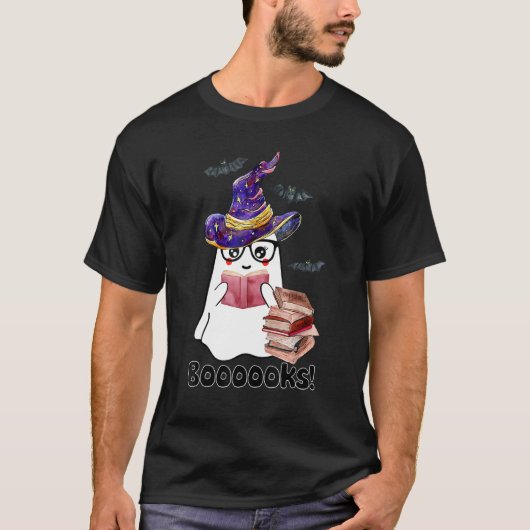 Halloween Booooks Ghost Reading Boo Read Books Lib T-shirt (Voorkant)
