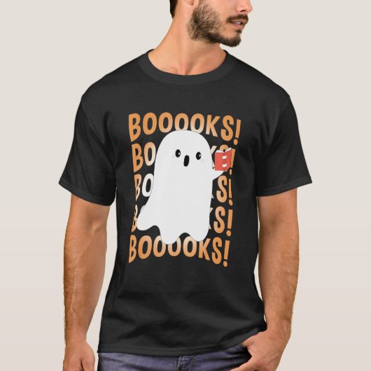 Halloween Booooks Ghost Reading Boo Read Books Lib T-shirt (Voorkant)