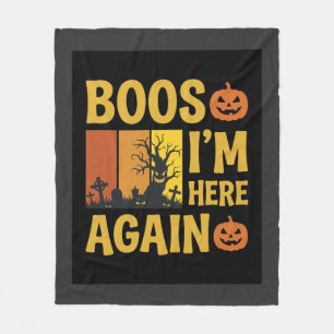Halloween Boos Ik Ben Hier Weer Retro Begraafplaat Fleece Deken
