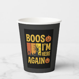 Halloween Boos Ik ben hier weer Retro Begraafplaat Papieren Bekers