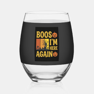 Halloween Boos Ik ben hier weer Retro Begraafplaat Wijnglas Zonder Voet