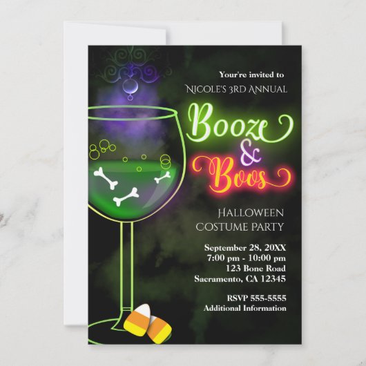 Halloween Booze et Boos Cocktail Party Invitation (Devant)