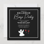 Halloween Booze Party Black White Ghost Invitation (Devant)