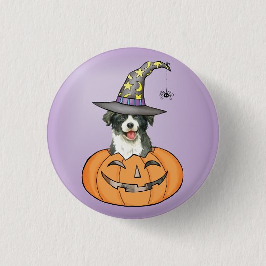 Halloween Border Collie Button (Voorkant)