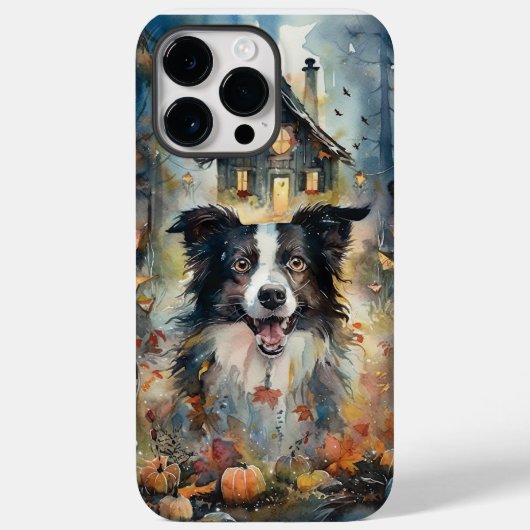 Halloween Border Collie met pomkins Scary Case-Mate iPhone Case (Achterkant)