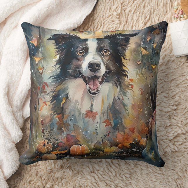 Halloween Border Collie met pomkins Scary Kussen (Deken)